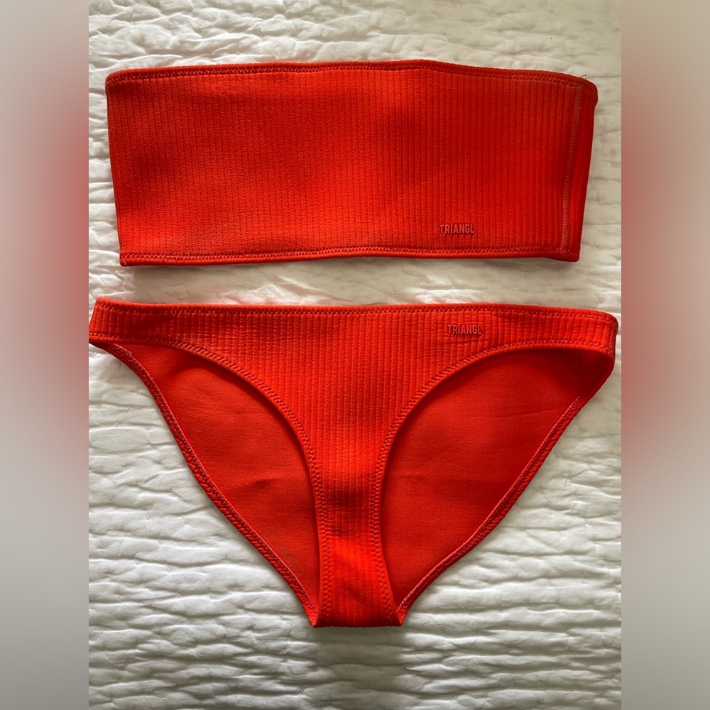 Triangl Red Neoprene Tube Bikini